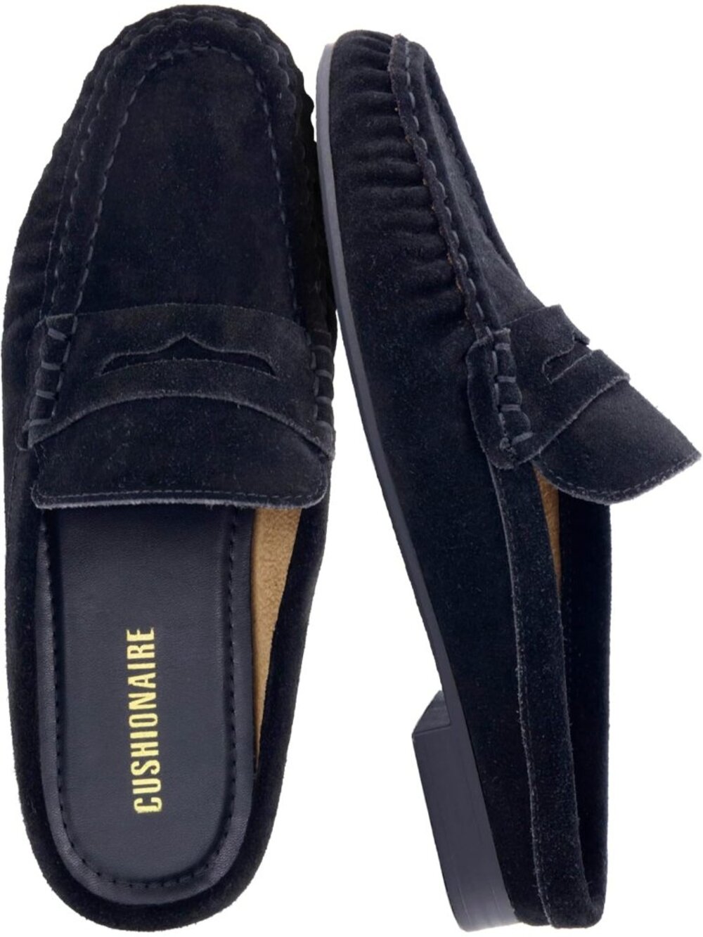 Women's Black Round Toe Slip On Flat Heritage Backless Casual Penny Loafer